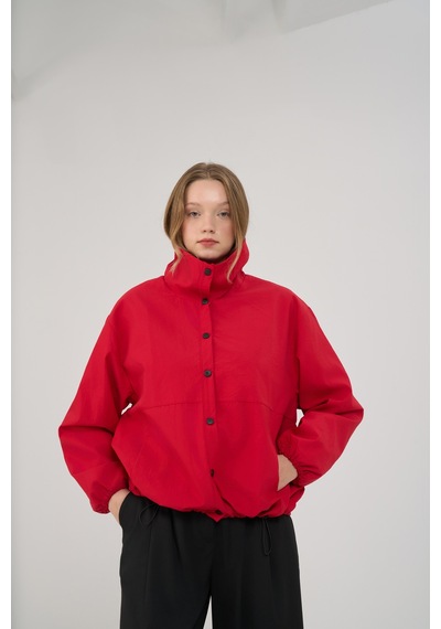 Mai Collection Row Düğmeli Kırmızı Oversize Ceket
