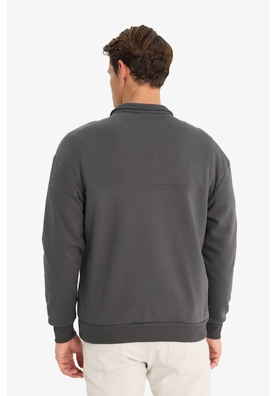 DeFacto Relax Fit Dik Yaka Fermuarlı Basic Düz Kalın Sweatshirt E5334AX24WNAR211