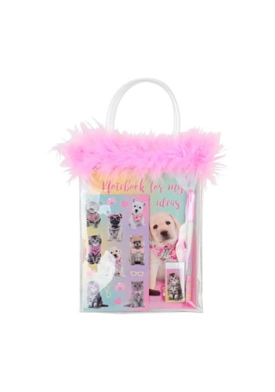 Dolphin Studıo Pets Kırtasiye Seti-tüylü Pvc Çanta Pt-7746 Çok Renkli