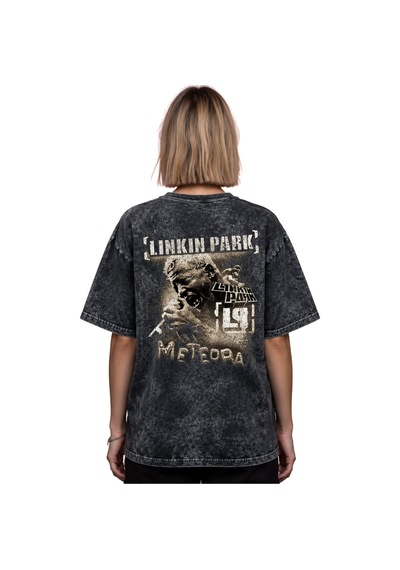 Linkin Park Rock Metal Müzik Grubu Baskılı Unisex Oversize Eskitm Siyah