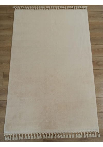 Çam Halı Softy 1826 Ekru Yumuşak Dokulu Saçaklı Dekoratif Halı