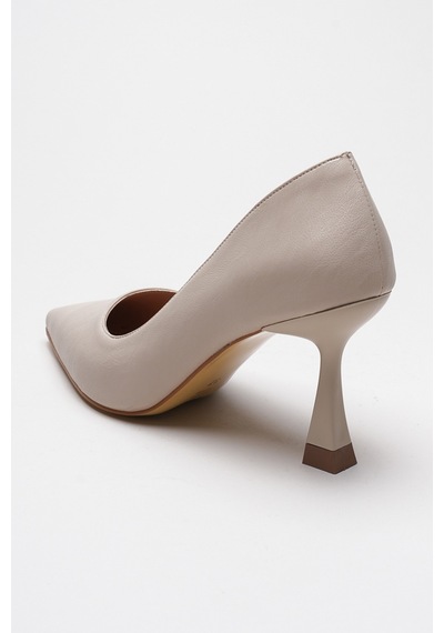 Alewomen Ernio Krem Cilt 10 Cm Topuklu Kadın Stiletto Krem
