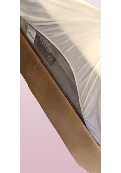 Alez Fitted Model Full Kenar Yatak Koruyucu Lastikli 90x190 Pamuk Beyaz Renk El Yapım