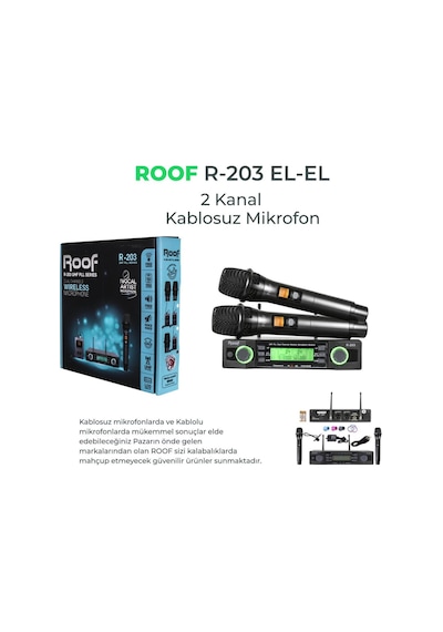 Roof R-203 Ee 2 El Uhf Kablosuz Telsiz Mikrofon