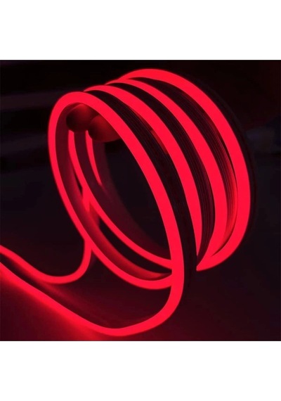 Neon 12 Volt Esnek Hortum Led Kırmızı 5 Metre 5 Metre Beyaz
