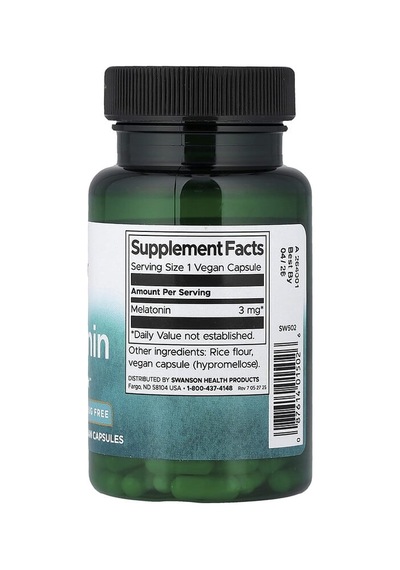 Swanson Vitamins, Melatonin, 3 Mg, 120 Vegan Capsules