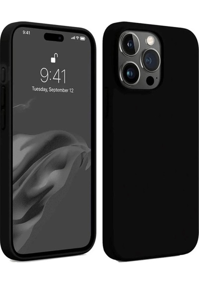 Apple Uyumlu iPhone 15 Pro Max Kılıf First Silikon Siyah/