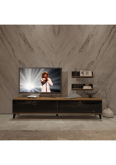 Decoraktiv Eko 4 Mdf Std Gold Tv Ünitesi Tv Sehpası Ceviz - Siyah