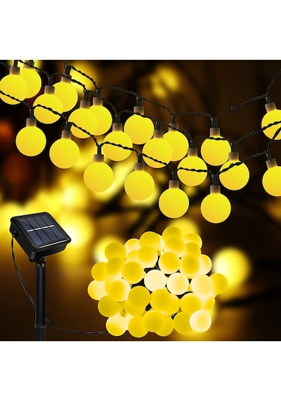 Technojet 50 Led 7m Solar Led Sarı Işık Güneş Enerjili Bahçe Teras Balkon Ağaç Lambası Aydınlatma Sarı