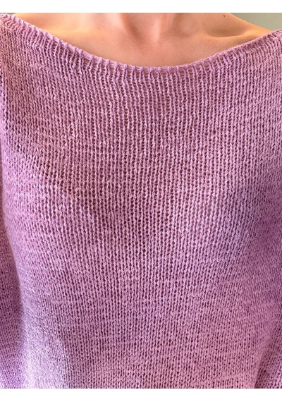 Ali Butik Pembe Kayık Yaka Rahat Kalıp Triko Pembe