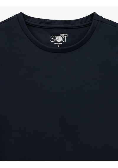 Koton Kısa Kollu Bisiklet Yaka Slim Fit Spor Tişört Lacivert 7wak10112nk