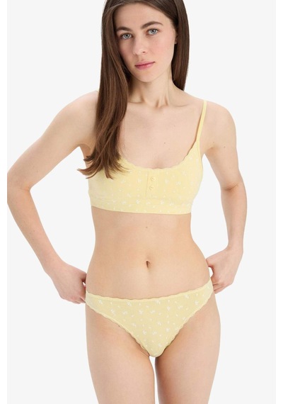 Defacto Kadın 2li Takım Desenli Seamles Kumaş Bralet Külot-fall İn Love E6601ax25smyl118 Sarı