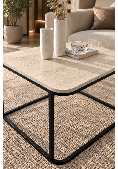 Sulorahome Bej Kare Orta Sehpa 65 Cm