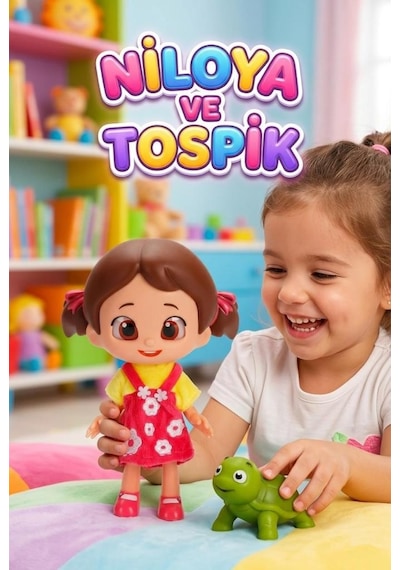 Niloya ve Tospik! Lisanslı %100 Et Bebek 2 Figürlü 30cm Kıyafetli Orjinal Bebekli Oyuncak Seti