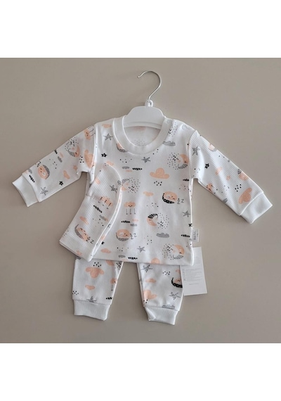 Okan Bebe %100 Pamuk Uykucu Gökyüzü Baskılı 3'lü Takım Okn-006 Turuncu