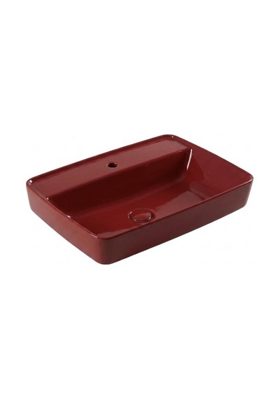 Serel - Rita Tezgah Üstü Batarya Delikli Lavabo Kırmızı, 40x60 Cm Slim Kenar - Rt30txl530h Diğer