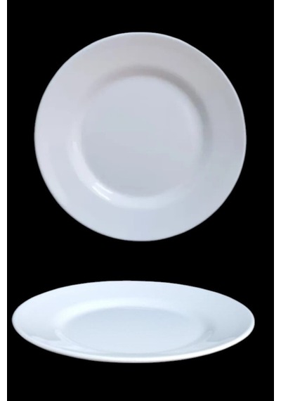 %100 Kırılmaz 6'lı Melamin Tatlı & Yemek Servis Tabağı Seti - 25 Cm Beyaz Beyaz