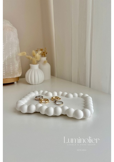Bernami Mumluk Şamdanpinterest Dekoratif İnci Detaylı Tepsi Diğer