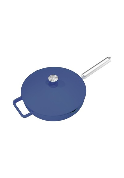 Nutricook Nutri Cook Tek Tava Seramik Kızartma Tavası Çelik Saplı Buharlı Sepet Ve Silikon Spatula Seramik Tava Mavi