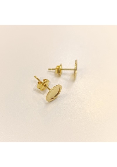 8mm Levha Küpe 14 Ayar Altın Hd Videolu Sarı