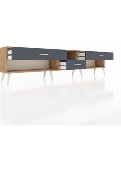 Arges Tv Ünitesi Tek Raflı 3 Çekmeceli 220x30x51 Çam-antrasit Antrasıt/antrasıt - Atlas Çam Arges Tv Ünitesi Tek Raflı 3 Çekmeceli 220x30x51 Çam-antrasit Antrasıt/antrasıt - Atlas Çam