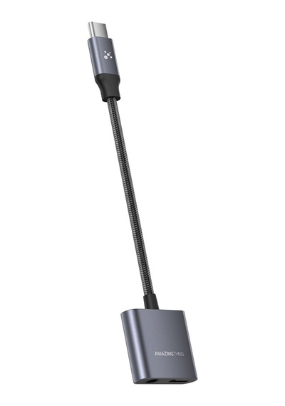 Amazingthing Thunder Pro 2in1 Type-c To 3.5mm Hi-fi Aux Çevirici Ses Adaptörü Gri
