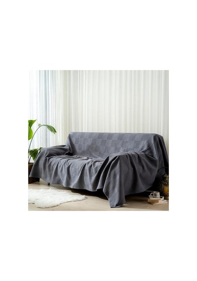 Koyu Gri Waffle Desenli Tek Kişilik Pike, 160x230 Cm, 100% Pamuk Açık Indigo