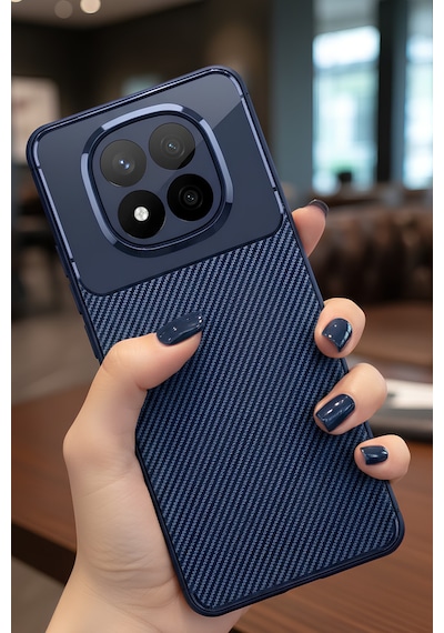 Poco X7 Kılıf Kamera Korumalı Darbe Emici Karbon Fiber Desenli Kapak
