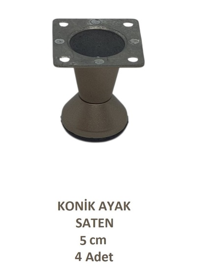 Adilon Konik Ayak, Zamak, Saten, 5 cm, Dolap, Mobilya, Puf Ayağı (4 Adet)