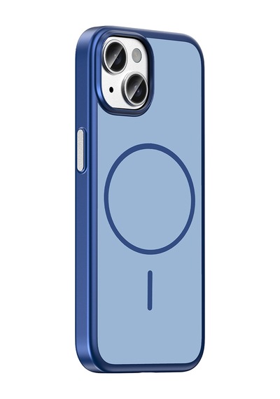 Apple iPhone Uyumlu 15 Kılıf Magsafe Şarj Özellikli Ultra İnce Mat Soft Lora Pc Kapak Lacivert