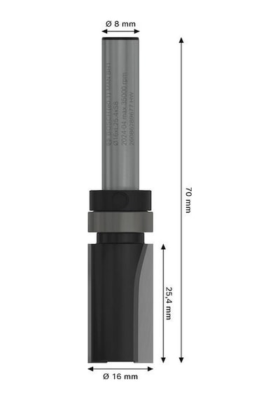 Bosch Pro 16x25,4 Mm Üst Rulmanlı Gömme Trim Freze Ucu 2608629677