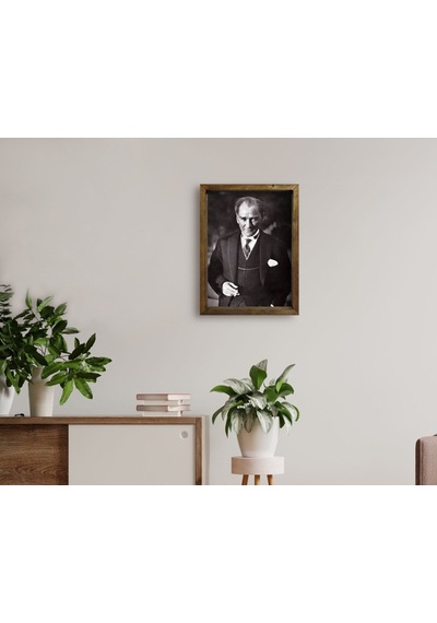 Bk Home Atatürk Tasarımlı Doğal Masif Ahşap Çerçeveli Tablo 45X65 (551057715)