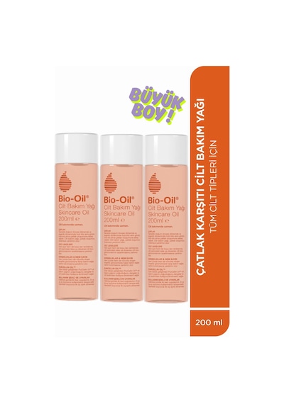 Bio-Oil Çatlak Karşıtı & Nemlendirici Cilt Bakım Yağı 200 ML x 3 Adet