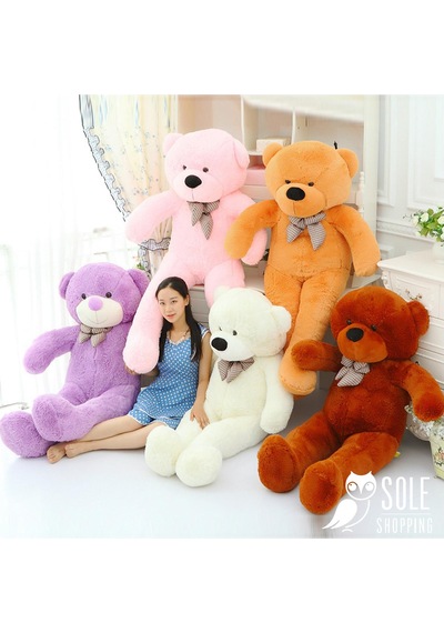 130 Cm Papyonlu Sevimli Peluş Ayı - Sevgiliye Özel Hediye Beyaz