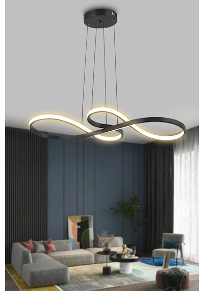 Yol Modern Sarkıt Mutfak, Balkon Led Avize - Kumandalı / Siyah Siyah