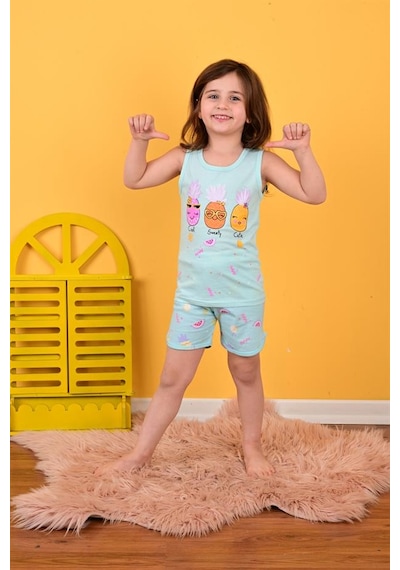 kız çocuk asklı pijama takımı cool sweety mint