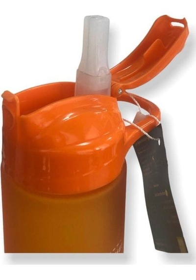 600ml Unbeaten Tritan Pipetli Matara - Turuncu Beyaz Plastik Diğer