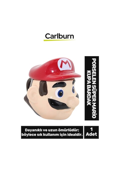 Özel Tasarım Dekoratif Şık Hediyelik Sevgili Arkadaş Porselen Süper Mario Kupa Bardak 12 10 Cm Çok Renkli