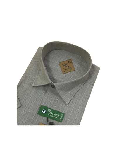 Eren Style Linen Keten Klasik %100 Cotton Kısa Kollu Terletmeyen Gömlek Vizon
