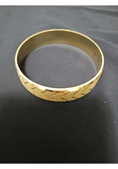 Kadın Kararmaz Gold Çelik Kelepçe Bilezik Geometrik Desenli Altın