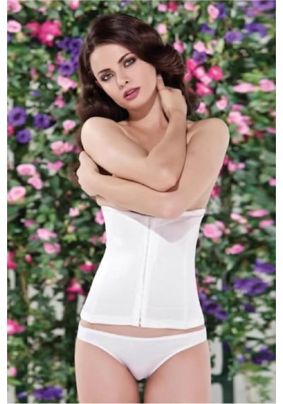 Ten Lingerie 501-112062 Klasik Series Balenli Bel Korsesi-beyaz Beyaz