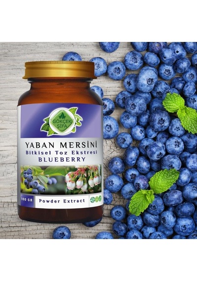 Gökçek Şifa Yaban Mersini Blueberry Toz Ekgerginliki 100 Gr Cam Kavanoz