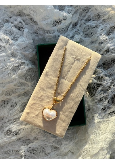 Pearl Heart Gold Kolye Altın