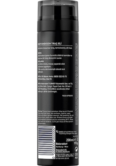 Men Erkek Tıraş Jeli Deep Dimension Aktif Karbon 200ml, Kusursuz Ve Kaygan Tıraş, Sakal Temizleyici