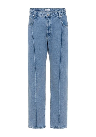 Vamos Dikiş Detaylı Relaxed Fit Jean Açık Mavi Melanj