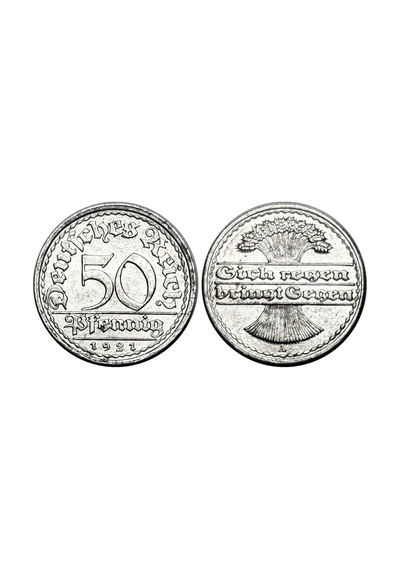 Almanya 1921 Yılı 50 Pfennig Çil Unc Koleksiyon Para