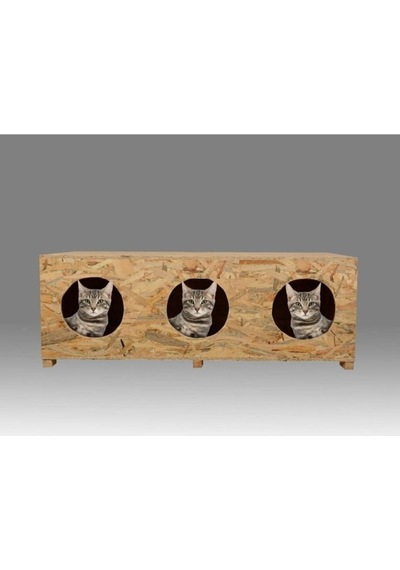 Doğal Kedi Kumu + Sudan Etkilenmez Dış Mekan Barınak Kedi Evi 90 x 39 x 32 CM