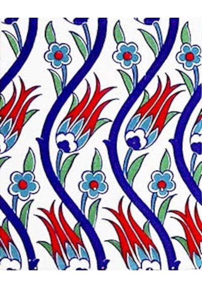 Armada Çini 20X25 CM Ac 1020 Sarmaşık Laleli Desen Çini Seramik K