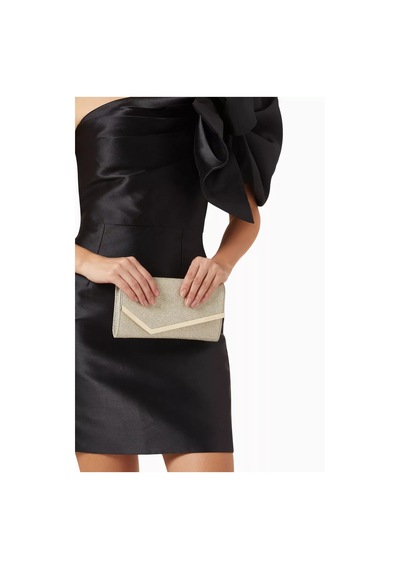 Jimmy Choo Simli Kumaştan Emmie Clutch Çanta, Işıltılı & Zarif El Çantası Altın