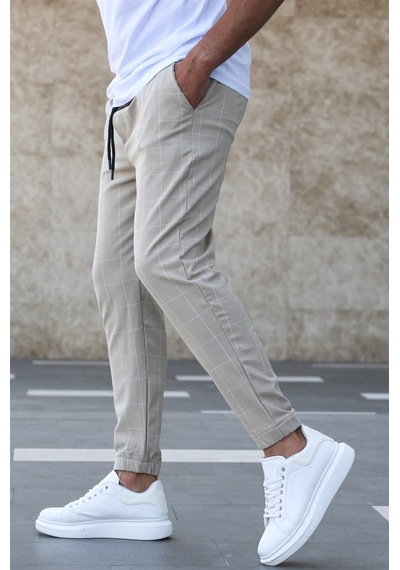 Madmext Madmext Ekoseli Bej Jogger Mad4081-bej Bej